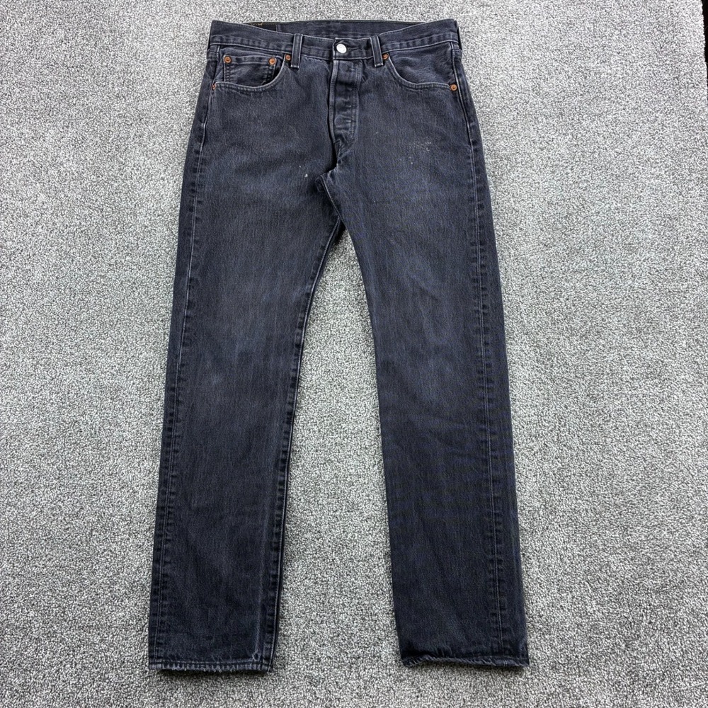Levi's 501 Jeans Mens 32x32 Black Denim Button Fly Straight Leg Dark Wash